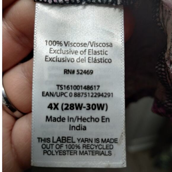 Terra & Sky Size 4X (28/30W) Purple Brown Butterfly Marks Split Neck Midi Dress - Picture 8 of 8